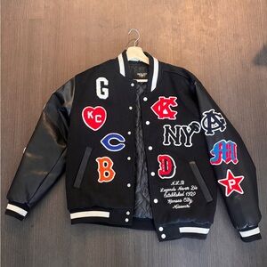 Ebbets Field Flannels Black Varsity Jacket